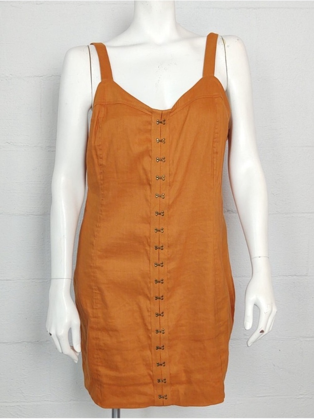 Leith Rust Orange Hook-Front Mini Dress